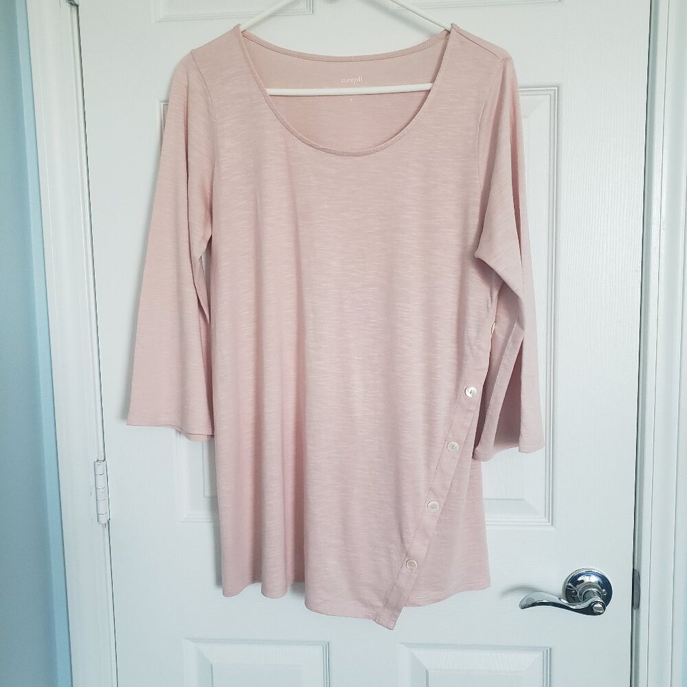 J Jill Pure Jill Asymmetric Tunic Top Size M Petal Pink Lagenlook Oversized